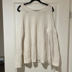 Loft Off White Cutout Long Sleeve Knit Sweater